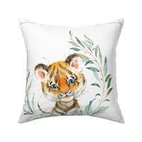 18” Tiger Pillow Front with dotted cutting lines