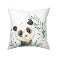 18” Panda Pillow Front with dotted cutting lines