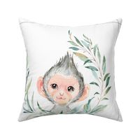 18” Monkey Pillow Front with dotted cutting lines