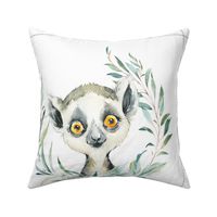 18” Lemur Pillow Front with dotted cutting lines