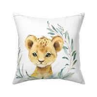 18” Lion Cub Pillow Front with dotted cutting lines