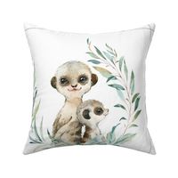 18” Meerkat Pillow Front with dotted cutting lines