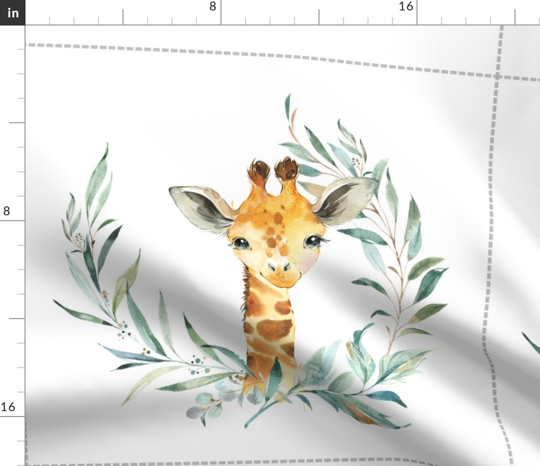 18” Giraffe Pillow Front with dotted cutting lines