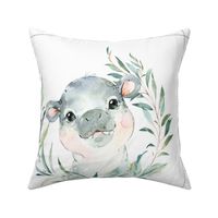 18” Hippo Pillow Front with dotted cutting lines