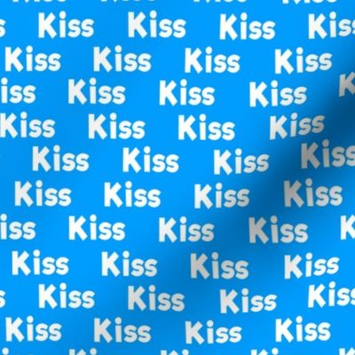 kiss white on blue