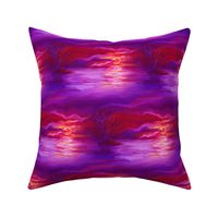 seamless painted sunset tree on lake landscape purple orange pink violet fire FLWRHT