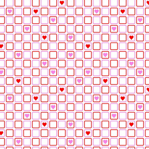 60s mod squares an hearts pink and red