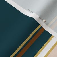 Small Horizontal Stripes | Dp Teal-Peach-Blush-White-Chocolate