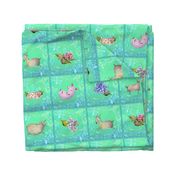 8" CUTE FARM ANIMALS AND FLOWERS CHECKERBOARD