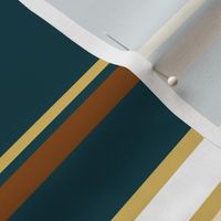 Large Horizontal Stripes | Dp Teal-Cream-White-Chocolate
