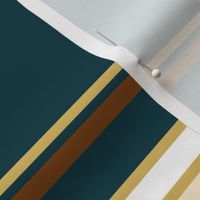 Horizontal Stripes | Dp Teal-Cream-White-Chocolate