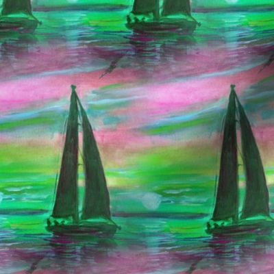 sailboat sunset pink green sunset sunrise flwrht