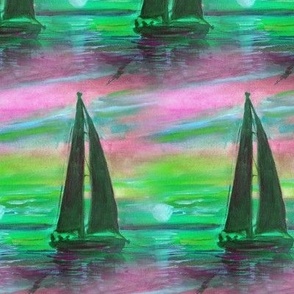 sailboat sunset pink green sunset sunrise flwrht