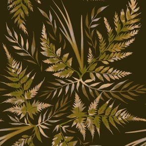 Fern Leaves - Olive Green  - F19AAM 