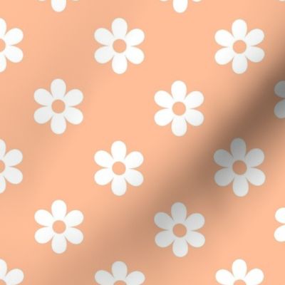 Medium Scale Daisy Flowers in White and Peach Fuzz Pantone Color of The Year 2024