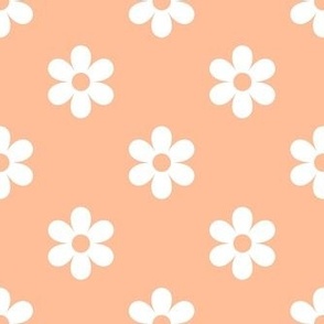 Medium Scale Daisy Flowers in White and Peach Fuzz Pantone Color of The Year 2024