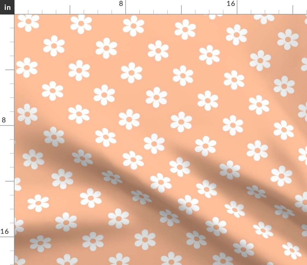 Medium Scale Daisy Flowers in White and Peach Fuzz Pantone Color of The Year 2024