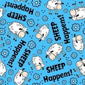 Large Scale Sheep Happens Funny Sarcastic Animals on Blue