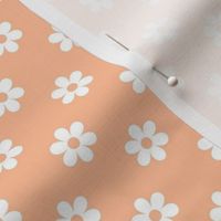 Small Scale Daisy Flowers in White and Peach Fuzz Pantone Color of The Year 2024