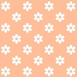 Small Scale Daisy Flowers in White and Peach Fuzz Pantone Color of The Year 2024