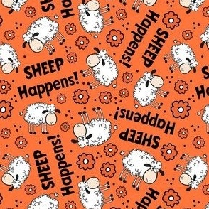 Medium Scale Sheep Happens Funny Sarcastic Animals on Orange