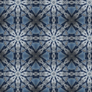 Blue Gray Abstract Floral Geometric - Medium Scale