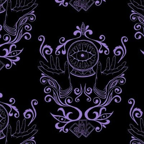 The Fortune Teller Damask - Black and Purple
