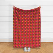 Tartan & Poppies - Orange & Pink - Pattern