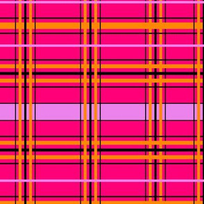 Tartan & Poppies - Orange & Pink - Tartan