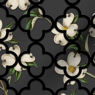 WHITE DOGWOOD QUATREFOIL (BLACK)