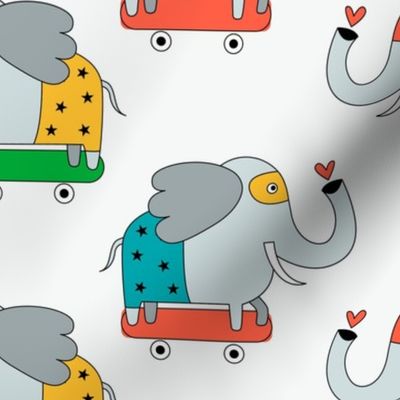 Elephant on a skateboard