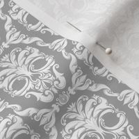 Scrollwork Skulls tiny - gray and white