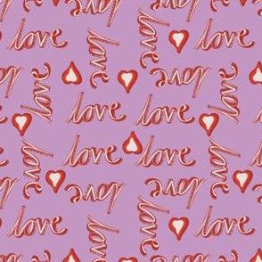 Love and hearts mauve background 