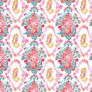 Seahorse Damask by Queen Bean Productions