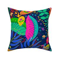 Hawaiian Garden Hidden Parrot - Design 11034586 - Pink Green Blue Black