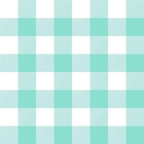 1" Buffalo Plaid - Bright Seafoam (8BDFCF)