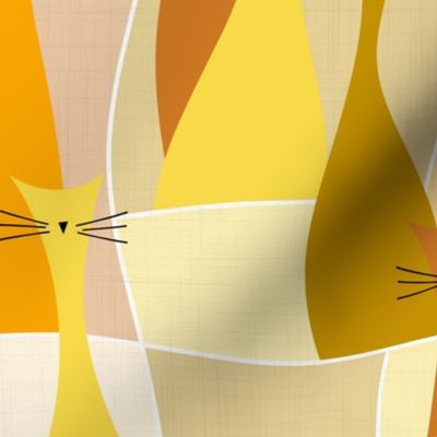 cats - ollie cat - shades of yellow - cats fabric