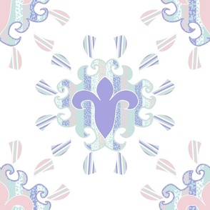 Pastel stripes Fleur-de-lis 