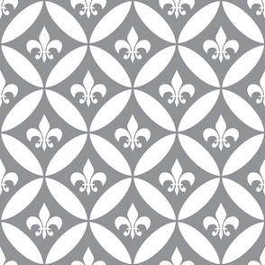 Fleur de Lis | Harlequin - Gray | White