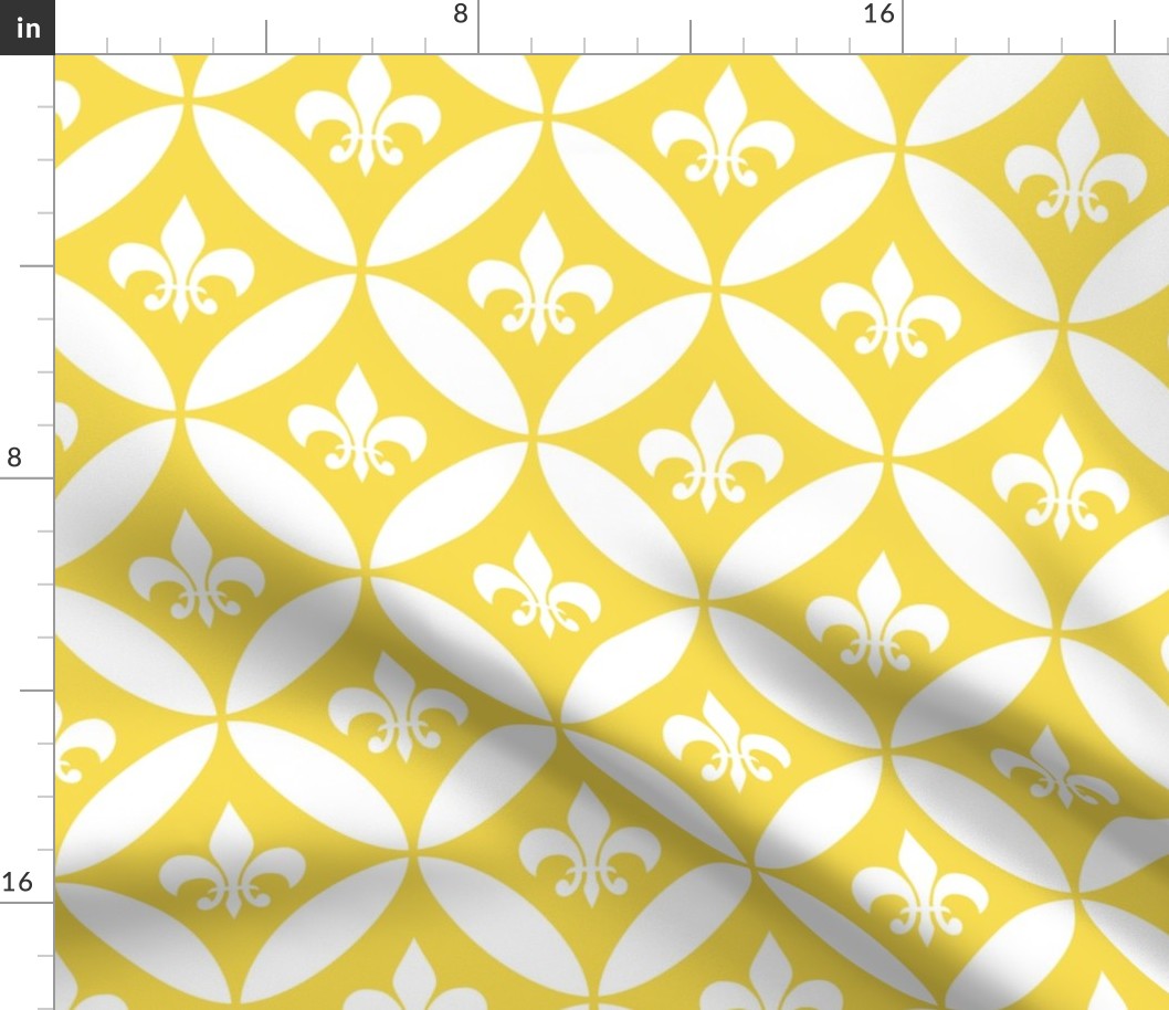 Fleur de Lis | Harlequin - Yellow | White