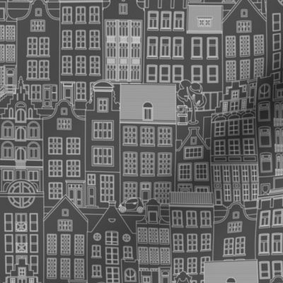 Amsterdam houses, gray, L, 10.5"