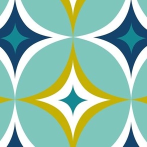 Astral - Mid Century Modern Geometric Aqua Citron Navy Large Scale