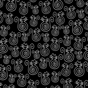 cats - bombalurina cat white and black - cats fabric