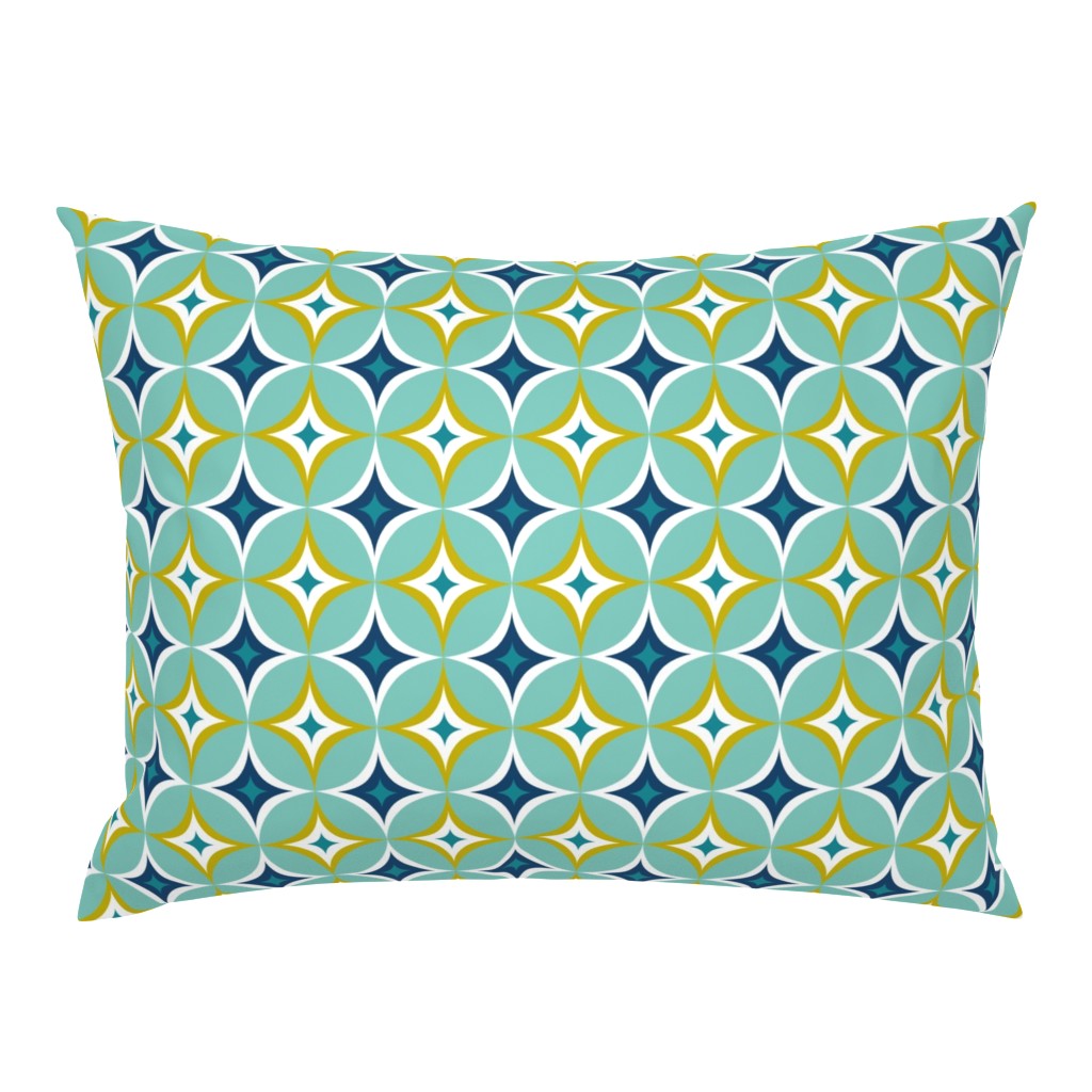 Astral - Mid Century Modern Geometric Aqua Citron Navy Regular Scale