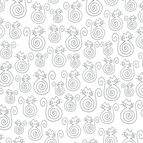 cats - bombalurina cat gray and white - cats fabric