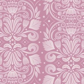 Mauve Pink Floral Damask