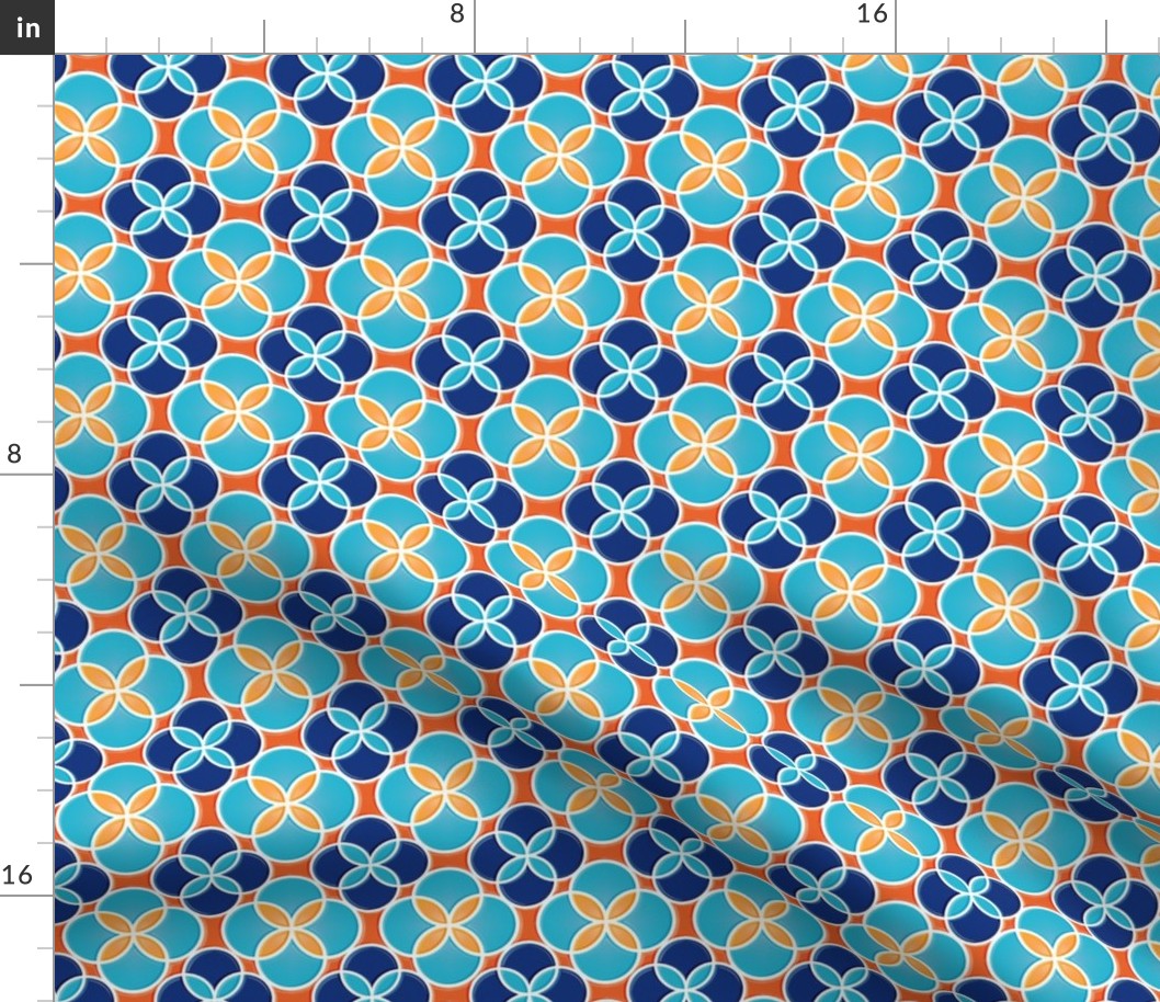 Orange & Turquoise Circle Tiles