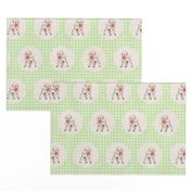 Spring Lambs on Light Green Gingham Linen - medium scale