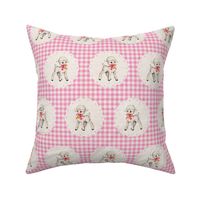 Spring Lambs on Light Pink Gingham Linen - medium scale