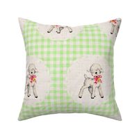  Spring Lambs on Light Green Gingham Linen - large scale